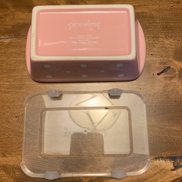 Temptations by Tara Pink Polka Dot Mini Loaf Pan with Plastic Lid - Picture 8 of 9